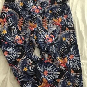 Intro. Tropical Print Capris - Black, Blue, Red, Yellow